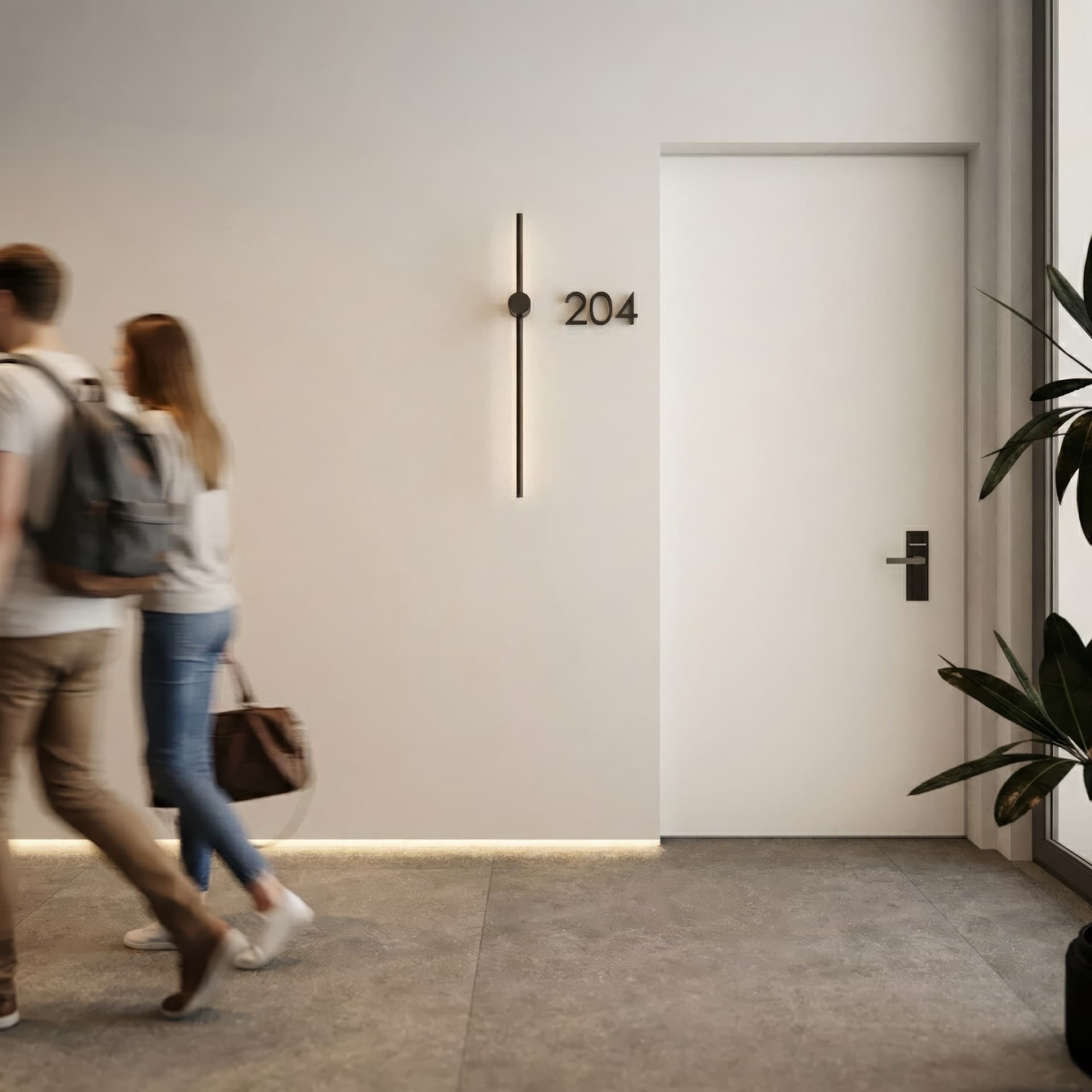 Couple walking through the elegant corridor at Poseidon